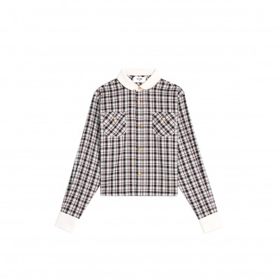 CELINE CROPPED SHIRT IN CHECK SILK 
